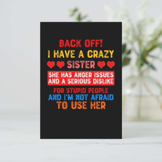 Grappige Zus Zeggen Bedankkaart (Staand voorkant)