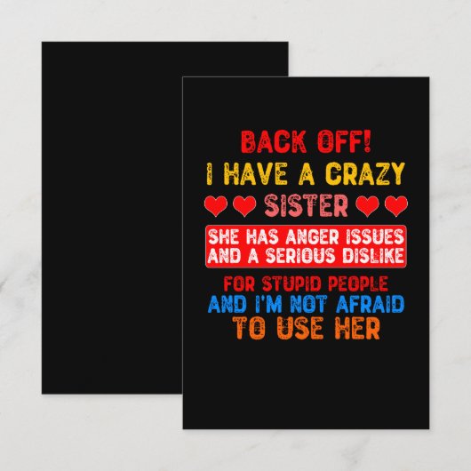 Grappige Zus Zeggen Bedankkaart (Voorkant / Achterkant)