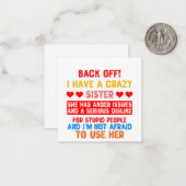 Grappige zus zin notitiekaartje (Voorkant / Achterkant in situ)