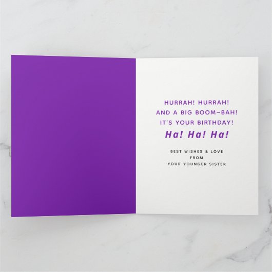 grappige zuster-verjaardagskaart kaart (Binnen)