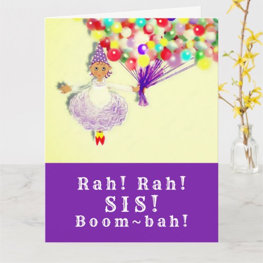 grappige zuster-verjaardagskaart kaart (Gele Bloem)