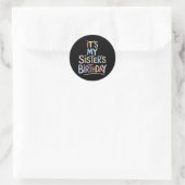 Grappige Zusters Verjaardag Schets Potlood Kunsten Ronde Sticker (Tas)