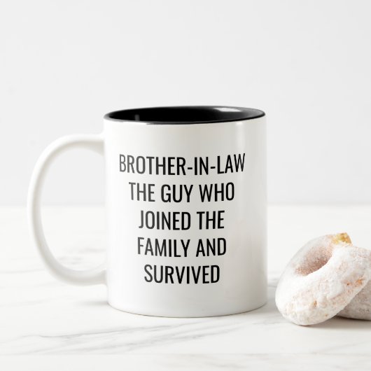 Grappige Zwager Overlevingskit Tweekleurige Koffiemok (Met donut)