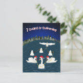 Grappige zwanen zwemmen 12 dagen van Kerstmis Feestdagenkaart (Staand voorkant)