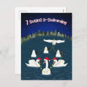 Grappige zwanen zwemmen 12 dagen van Kerstmis Feestdagenkaart (Voorkant / Achterkant)