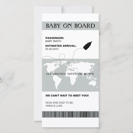 Grappige zwangerschap aankondiging boarding pass s (Voorkant)