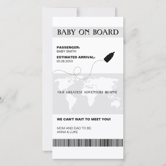 Grappige zwangerschap aankondiging boarding pass s (Voorkant)