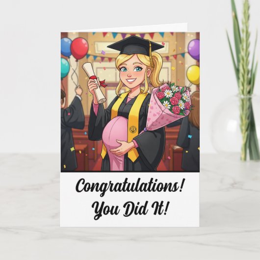 Grappige zwangerschaps universiteitsdiploma kaart (Voorkant)
