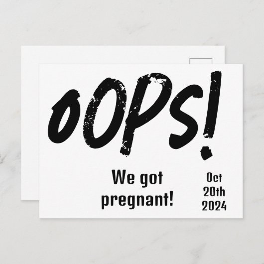 Grappige zwangerschapsaankondiging briefkaart (Voorkant / Achterkant)