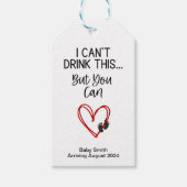 Grappige zwangerschapsaankondiging gepersonaliseer cadeaulabel (Voorkant)