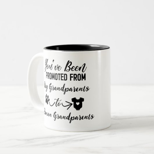 Grappige zwangerschapsaankondiging voor hond groot tweekleurige koffiemok (Voorkant links)