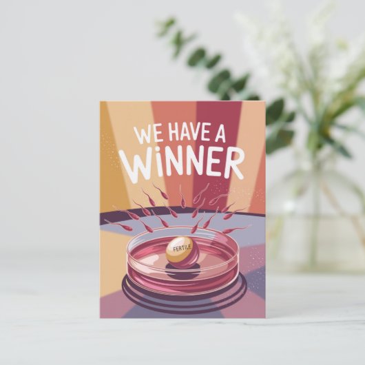 Grappige zwangerschapsaankondiging winnaar briefkaart (Staand voorkant)