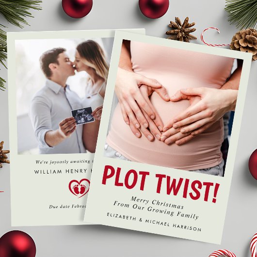 Grappige zwangerschapsplotwending foto kerst feestdagenkaart
