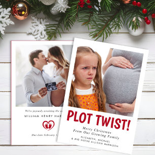 Grappige zwangerschapsplotwending foto Kerstmis Feestdagenkaart