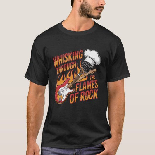 Grappige Zware Metal Bakker Rock and Roll Chef T-shirt (Voorkant)