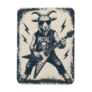 Grappige Zware Metalen Geit Vintage Rock Illustrat Magneet