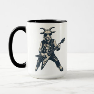Grappige Zware Metalen Geit Vintage Rock Illustrat Mok