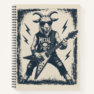 Grappige Zware Metalen Geit Vintage Rock Illustrat Notitieboek