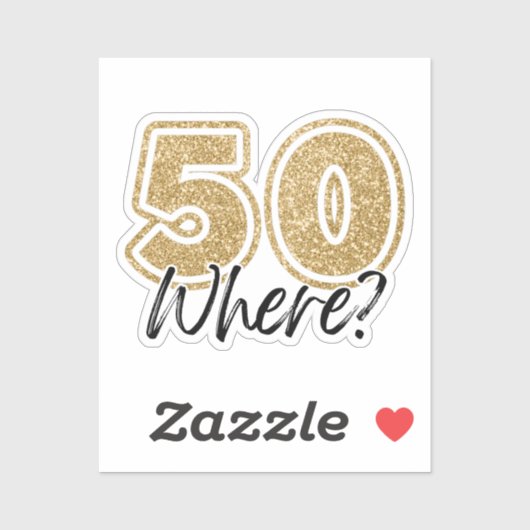 Grappige Zwart & Goud Glitter 50 Waar 50ste Verjaa Sticker (Vel)