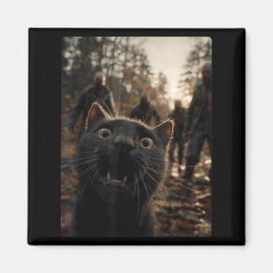 Grappige Zwart Kat Selfie Met Zombies Katachtige D Magneet