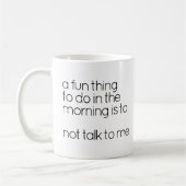 Grappige zwart-wit chagrijnige ochtend Wake Up Quo Koffiemok (Links)