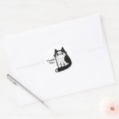 Grappige Zwart-Wit Kat Dank Je  Ronde Sticker (Envelop)