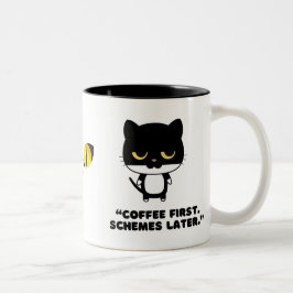 Grappige zwart-wit kat koffiemok tweekleurige koffiemok