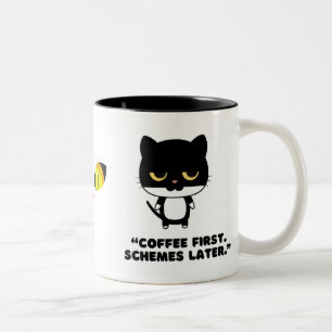 Grappige zwart-wit kat koffiemok tweekleurige koffiemok