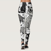 Grappige zwart-wit kattenpatroon Leggings (Achterkant)
