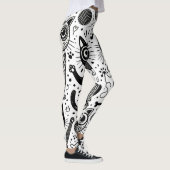 Grappige zwart-wit kattenprint leggings  (Rechts)