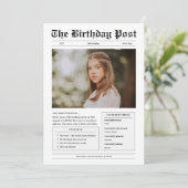 Grappige zwart-wit krant tiener verjaardag kaart (Staand voorkant)