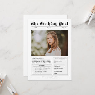 Grappige zwart-wit krant tiener verjaardag kaart