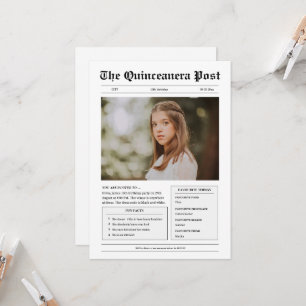 Grappige zwart-wit krantenfoto Quinceanera Kaart