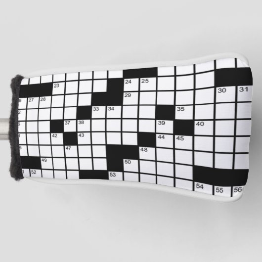 Grappige zwart-wit kruiswoordpuzzel spel golfheadcover (Voorkant)