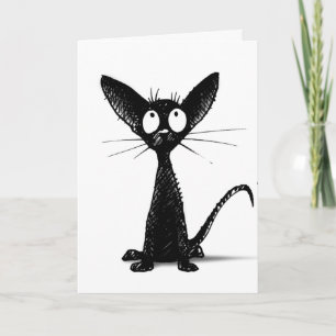 Grappige zwart-wit oosterse kat kunst op maat kaart
