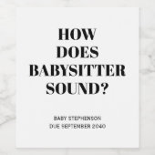 Grappige zwart-wit zwangerschap babysitter nodig wijn etiket (Enkel label)