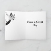 Grappige zwart-witte eekhoorn bewerkbaar kaart (Binnen)