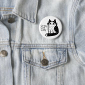 Grappige Zwart-Witte Kat Dolle Kat Vrouw Ronde Button 5,7 Cm (In situ)