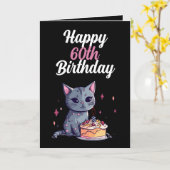 Grappige zwart-witte kat echtgenoot 60e verjaardag kaart (Gele Bloem)