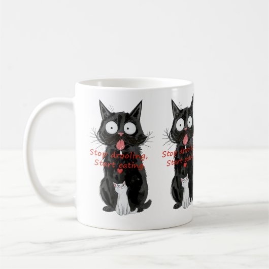 Grappige Zwart & Witte Katten Schort Koffiemok (Links)
