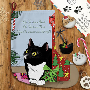 Grappige Zwart-Witte Tuxedo Kat Kerstboom Grote Kerstsok
