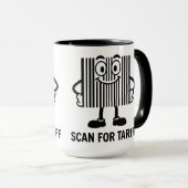 Grappige zwarte Cartoon Barcode tarief Scan Grafie Mok (Voorkant rechts)