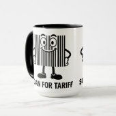 Grappige zwarte Cartoon Barcode tarief Scan Grafie Mok (Voorkant links)