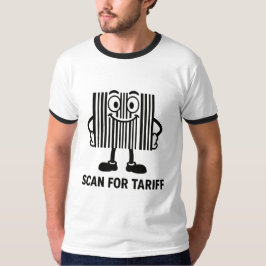 Grappige zwarte Cartoon Barcode tarief Scan Grafie T-shirt