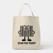 Grappige zwarte Cartoon Barcode tarief Scan Grafie Tote Bag (Achterkant)
