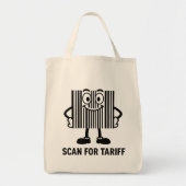 Grappige zwarte Cartoon Barcode tarief Scan Grafie Tote Bag (Voorkant)