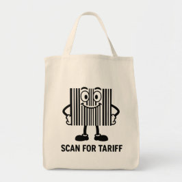 Grappige zwarte Cartoon Barcode tarief Scan Grafie Tote Bag
