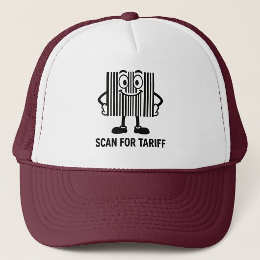 Grappige zwarte Cartoon Barcode tarief Scan Grafie Trucker Pet (Voorkant)