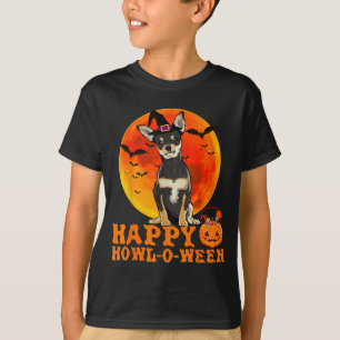 Grappige zwarte Chihuahua-hond Halloween blij T-shirt