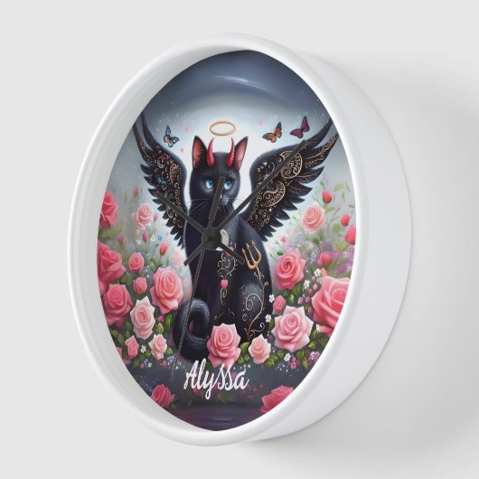 Grappige zwarte demon en engel kat (Hoek)